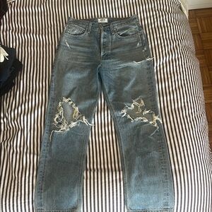 Distressed light wash Agolde jeans